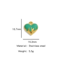 Green enamel heart pendant in gold-plated stainless steel for DIY jewelry making - Green