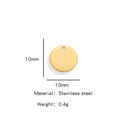 Polished 10mm 18K gold plated stainless steel round charm tag for DIY jewelry making - Gold / 10mm