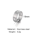 Silver stainless steel open ring featuring a hollow H-shaped cutout design for women - Single Piece (304 Stainless Steel) / HP0044S03 (19mm Diameter)