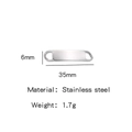 Connettore a barra in acciaio inossidabile lucido per gioielli, argento 35mm x 6mm - Argento (6*35)