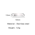 Connettore a barra curva 50mm x 12mm in acciaio inossidabile per gioielli e bracciali ID - Argento (12*50)