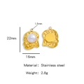 Irregular 18K gold plated stainless steel pendant with pearl and lava texture dimensions - Lava Texture Irregular (HP0036G05)