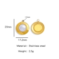18K gold plated stainless steel circular pendant with white faux pearl inlay - Polished Metal Ring (HP0036G07)