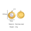18mm stainless steel 18K gold plated round pendant accessory with faux pearl inlay - Gold Round Simple (HP0036G08)