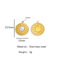 18K gold plated stainless steel circular pendant with pearl and quilted pattern detail - 3D Argyle Pattern Round (HP0036G10)