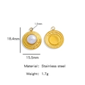 Stainless steel 18K gold plated round pendant with pearl inlay and ripple texture - Irregular Wavy Texture (HP0036G12)