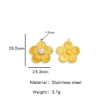 18K gold plated stainless steel flower pendant with pearl inlay for DIY jewelry - Brushed Flower Texture (HP0036G14)