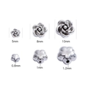 Silver stainless steel 3D rose flower beads in 5mm 8mm and 10mm sizes for DIY jewelry - 5mm (1 Piece) / Steel