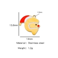 Ciondolo Babbo Natale in acciaio inossidabile placcato oro 18k con smalto rosso - 1.4cmx1.38cm / Lettera G