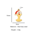 Ciondolo Babbo Natale in acciaio inossidabile placcato oro 18k con smalto rosso e bianco - 1,6 cm x 0,9 cm / Lettera I