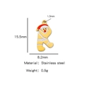 Ciondolo Babbo Natale in acciaio inossidabile placcato oro 18k con dettagli in smalto - 1.55cmx0.82cm / Lettera K