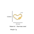 Golden stainless steel heart-shaped jewelry connector with 20.1mm width and 13.6mm height - Heart Style (HP0034G01) / 1 Piece / Gold