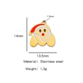 Ciondolo Babbo Natale in acciaio inossidabile placcato oro 18k con smalto rosso per gioielli - 1.4cmx1.35cm / M