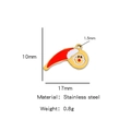 Ciondolo Babbo Natale in acciaio inossidabile placcato oro 18k e smalto rosso - 1.7cmx1.0cm / Lettera P