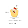 Ciondolo Babbo Natale in acciaio inossidabile placcato oro 18k con dimensioni 15,2x12,8mm - 1.52cmx1.28cm / Lettera U
