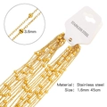 Goldene 45cm Edelstahl-Perlenkette mit 1,6mm Dicke und 3,6mm Perlen für DIY-Schmuck - O-Kette mit Perlen (HSC12G12) / 1.6mm Breite 45cm Länge
