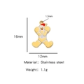 Ciondolo omino di pan di zenzero in acciaio placcato oro 18k con cappello di Babbo Natale - 1.6cm x 1.2cm / Lettera X
