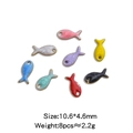 Mini-Edelstahl-Fischanhänger in 8 Emaille-Farben für DIY-Schmuckherstellung - Fisch-Stil (HP0054G02)