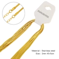 Goldene 2mm Edelstahl Schlangenkette mit Karabinerverschluss 45cm im 12er Pack - 2mm Klingen-Kette (HSC01G12)