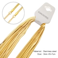 Catena a serpente in acciaio inox dorato 3mm, 45cm con estensione di 7cm e chiusura a moschettone - Catena a Lama 3mm (HSC03G12)