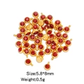 Golden stainless steel charm with 6mm red crystal birthstone for DIY jewelry - Single Piece / Gold Red