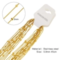Set 12 catene a serpente in acciaio inossidabile dorato da 45cm con perline da 3mm per fai da te - Catena a Serpente Tonda con Perline (HSC06G12)