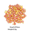 Golden stainless steel charm with 6mm pink crystal birthstone for DIY jewelry making - Single Piece / Gold Light Pink