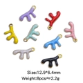 Set mit 8 bunten Mini-Korallen-Anhängern aus Emaille und Edelstahl für Schmuck - Meerespflanze-Stil (HP0054G07)