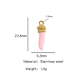 Ciondolo a corno in acciaio inossidabile rosa dorato con corona e misure tecniche - Rosa
