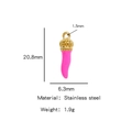 Ciondolo corno italiano in smalto rosa con corona d'oro e dettagli sulle dimensioni - Rosa scuro