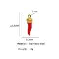 Pendaglio peperoncino cornicello in acciaio inox rosso con corona dorata per gioielli - Rosso