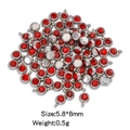 5.8x8mm round red crystal glass pendant with silver stainless steel base for DIY jewelry - Single Piece / Silver Red
