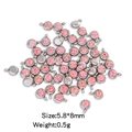 6mm pink crystal birthstone pendant with silver stainless steel base for DIY jewelry - Single Piece / Silver Light Pink