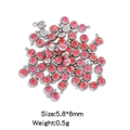 Pink 6mm stainless steel birthstone pendant charm with faceted glass crystal - Single Piece / Silver Dark Pink