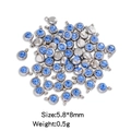 Light blue 6mm birthstone pendant with silver stainless steel base for DIY jewelry - Single Piece / Silver Lake Blue