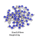 Blue 6mm birthstone crystal pendant with silver stainless steel base for DIY jewelry - Single Piece / Silver Purple