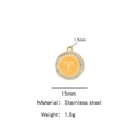 18K gold plated stainless steel Aries zodiac pendant with white crystals 15mm - Aries / Gold