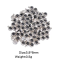 6mm stainless steel round pendant charm with black rhinestone for custom jewelry making - Single Piece / Silver Black