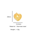 Herzanhänger weiß gestreift aus goldenem Edelstahl mit 28mm Abmessung - Weißgold Gestreifter Stil (HP0030G17)