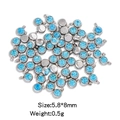 6mm stainless steel round charm with light blue crystal birthstone for DIY jewelry - Single Piece / Silver Deep Blue