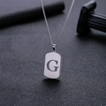 Zilveren roestvrijstalen ketting met een holle G-letter rechthoekige hanger en box-ketting - Letter G Hol Ontwerp (HP0046SG)