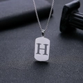 Industriële roestvrijstalen ketting met holle letter H hondentag hanger in zilver - Letter H Hol Ontwerp (HP0046SH)