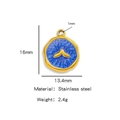 Blue enamel whale tail charm pendant in 18k gold plated stainless steel, 16mm size - Blue
