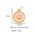 Pink enamel cat paw pendant charm in 18k gold plated stainless steel for jewelry - Pink