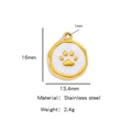 Golden stainless steel paw print charm pendant for DIY jewelry making and pet necklaces - White