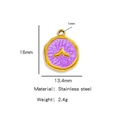 18k gold plated stainless steel whale tail pendant charm with purple texture finish - Purple