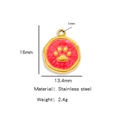 18k gold plated stainless steel paw pendant with red enamel, measuring 16mm x 13.4mm - Red