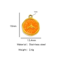 Orange slice charm in 18k gold plated stainless steel with orange enamel inlay - Orange