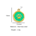 18k gold plated stainless steel green enamel cat paw print charm for DIY jewelry - Green