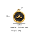 18k gold plated stainless steel whale tail pendant in black enamel with 16mm height - Black